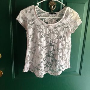 White lace blouse with open back